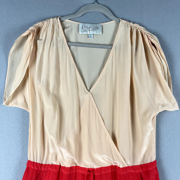 Rory Beca Silk Romper Womens Small Colorblock V-Neck Relaxed Bright - Picture 2 of 16